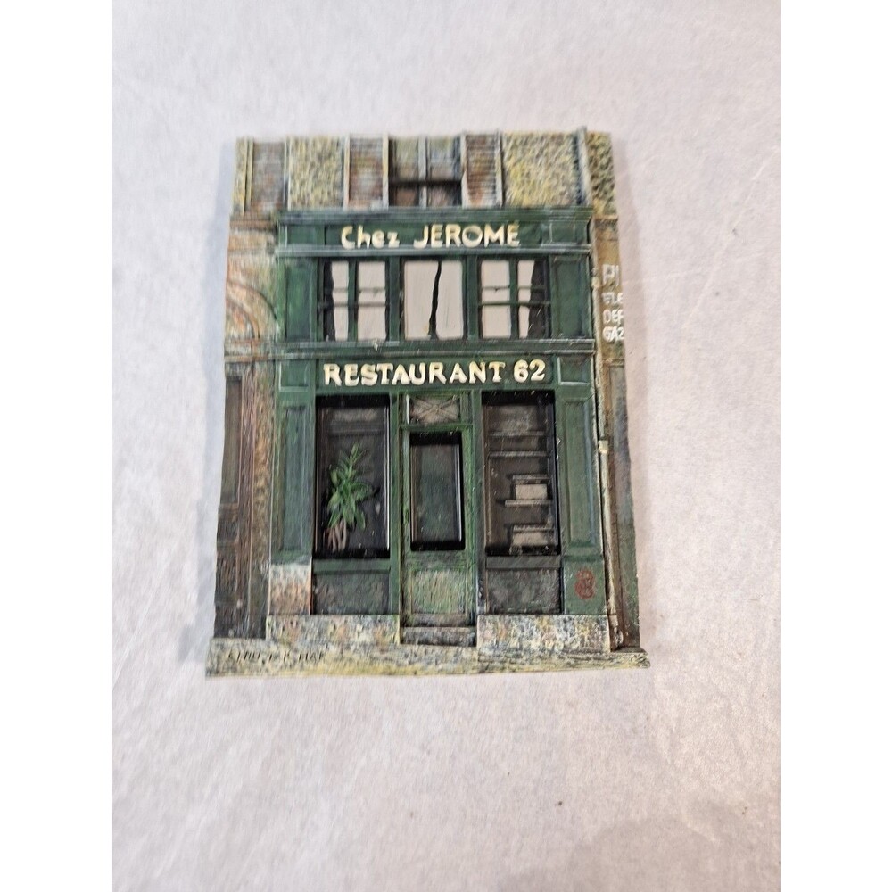 Chez Jerome Restaurant by Chiu Tak Hak‎ 3-D sculptural wall art piece 6" X 4.5"